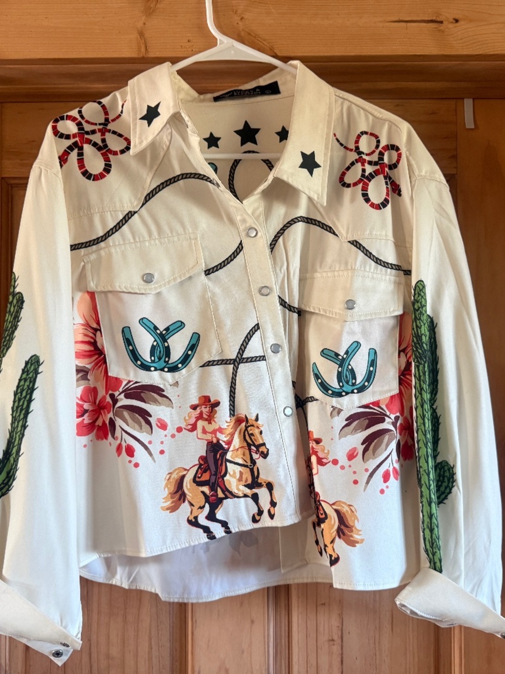 Western Print Lucky & Blessed Jacket size Large